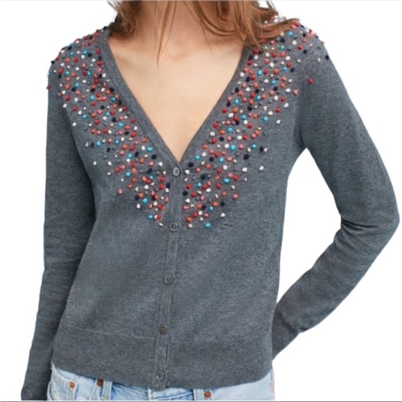 ANTHROPOLOGIE Moth Gray Confetti Cardigan - Picture 1 of 12